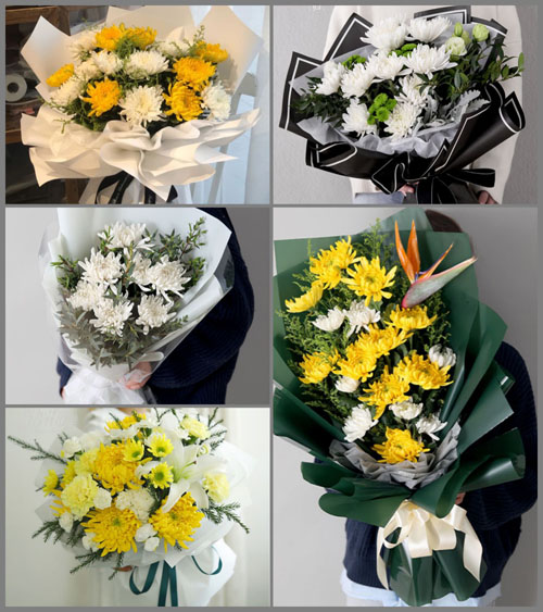 山东莱芜莱城区鹏泉街道前盘龙村白事花束代送